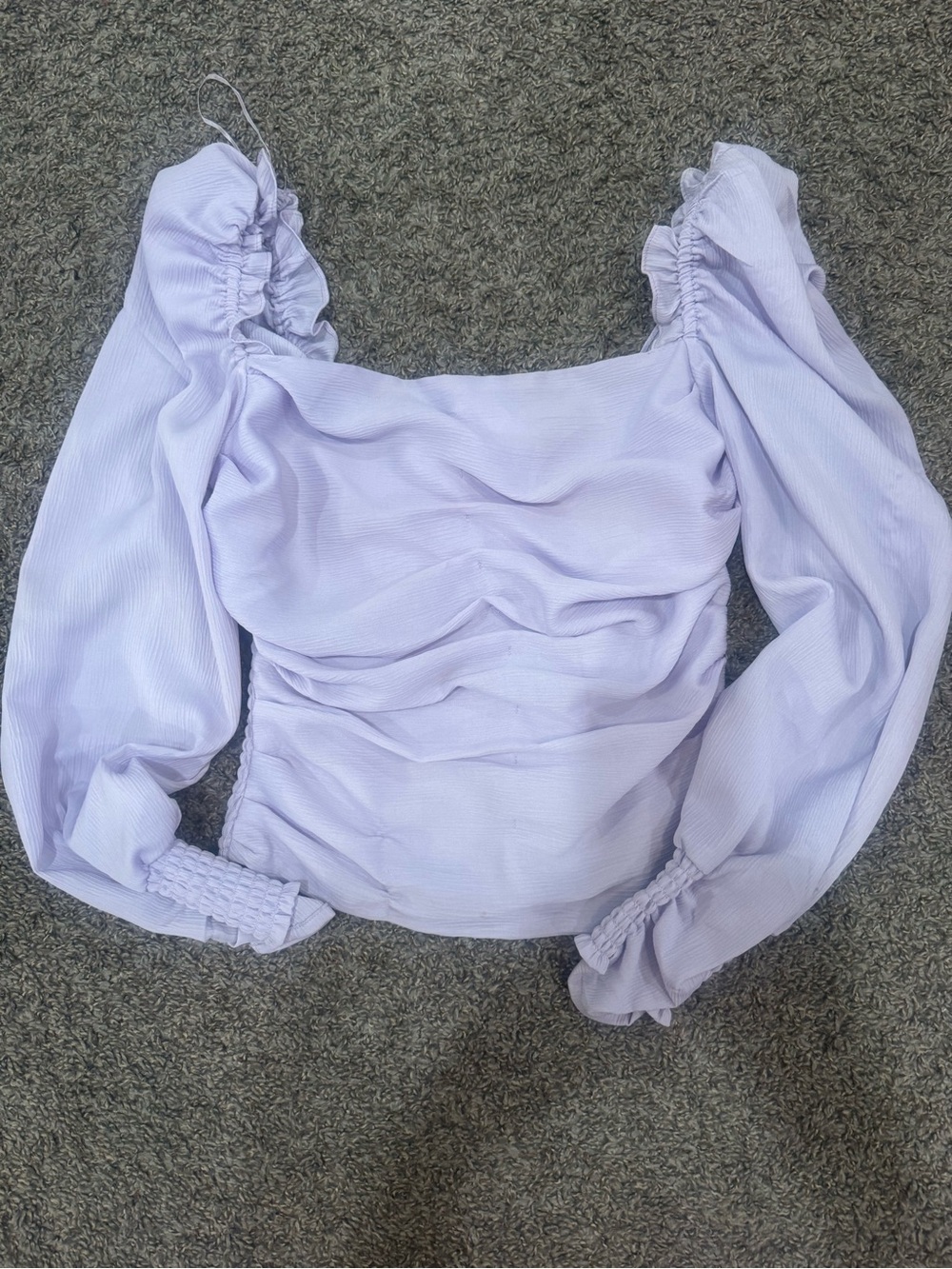 Astr Lavender Ruched Square-Neck Blouse s. S